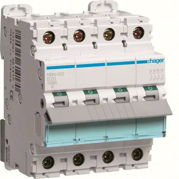 Árengedmény Hager NBN420 Kismegszakító 4P, B-20A, 10kA, 4M