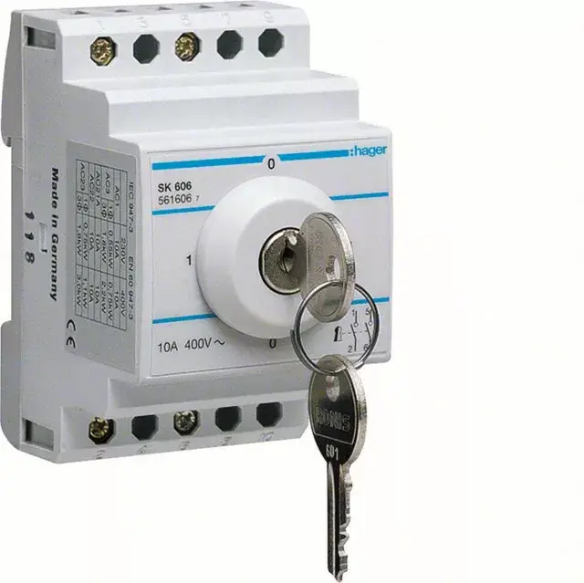 Kihagyhatatlan ajánlat Hager SK606 Kulcsos kapcsoló, I-II, 10A, 2P, 400V, moduláris, 3M