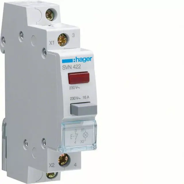 Legnépszerűbb Hager SVN422 Nyomógomb, 1NY, 16A, 230V AC, piros LED-del, moduláris, 1M