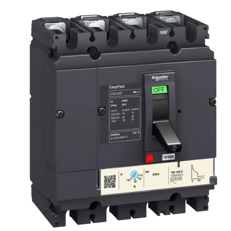 Vedd meg online Schneider LV510325 EasyPact CVS100B (25 kA) 4P4D TM63D