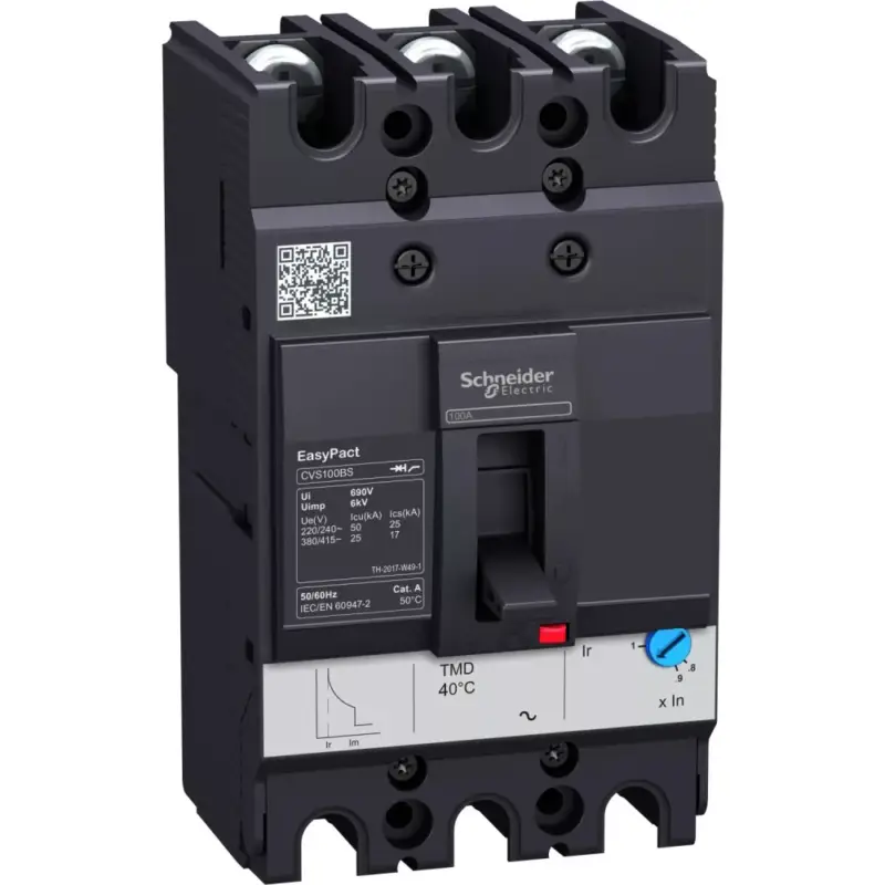 Vedd meg online Schneider LV510930 EasyPact CVS100BS 3P 25kA komplett megszakító TM16D 3P3D kioldóval