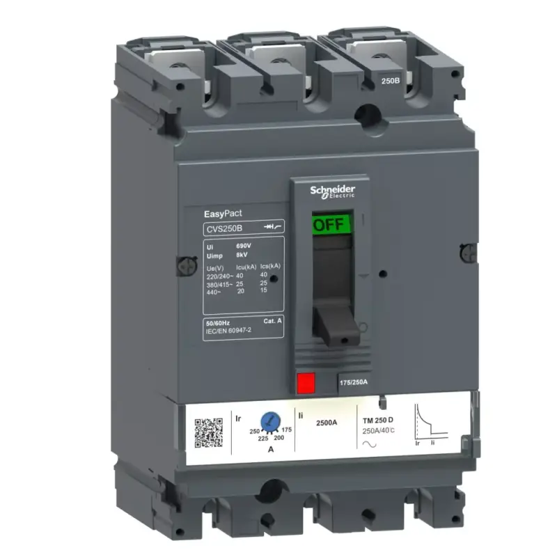 Újdonság Schneider LV525303 EasyPact CVS250B (25 kA) 3P3D TM250D