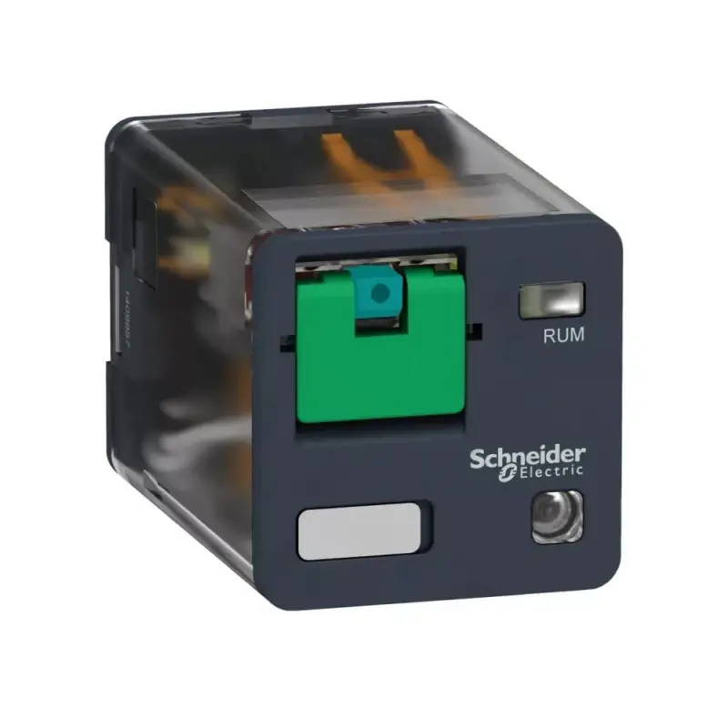 Vedd meg online Schneider RUMC32BD Zelio RUM univerzális relé, hengeres, 3CO, 10A, 24VDC, tesztgomb, LED