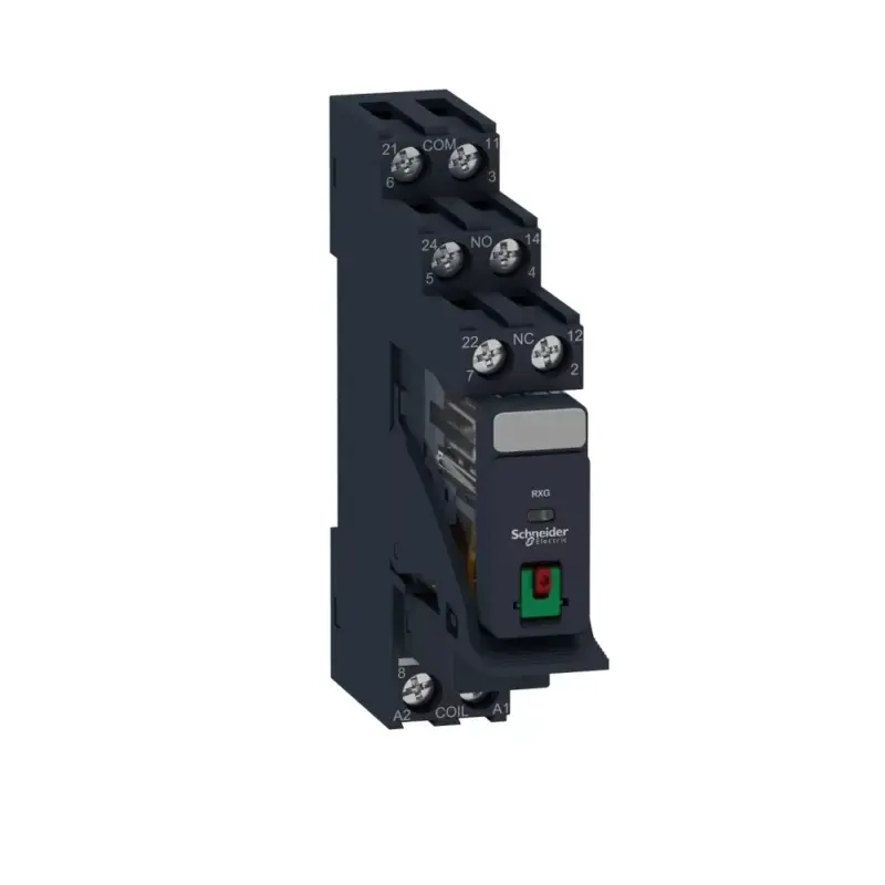 Schneider RXG21B7PV Zelio RXG Interfész relé foglalattal, 2CO, 5A, 24VAC, tesztgomb Kedvezményes ár