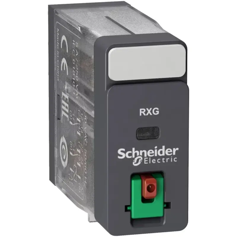 Gyors szállítás Schneider RXG21E7 Zelio RXG Interfész relé, 2CO, 5A, 48VAC, tesztgomb