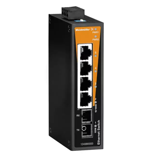 Weidmüller 1240890000 IE-SW-BL05-4TX-1SC Hálózati switch, nem konfigurálható, Fast Ethernet, Portok száma: 4 x RJ45, 1 * SC multimódusú, IP30, -10 °C...60 °C Legnépszerűbb