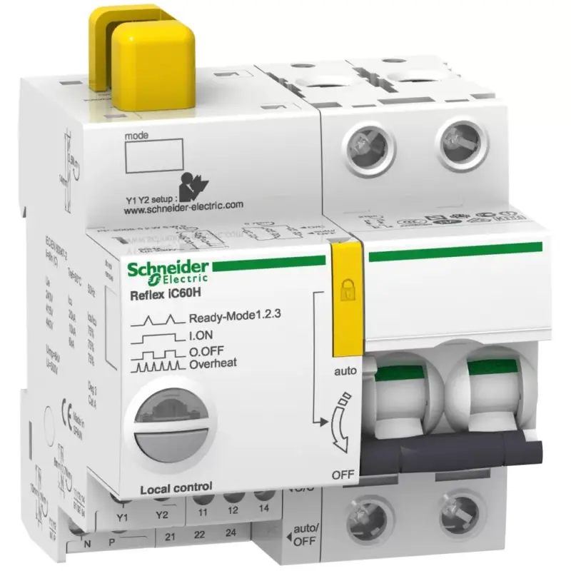 Rendeld meg most Schneider A9C66210 ACTI9 Reflex iC60H beépített megszakító vezérlés, 2P, D, 10A