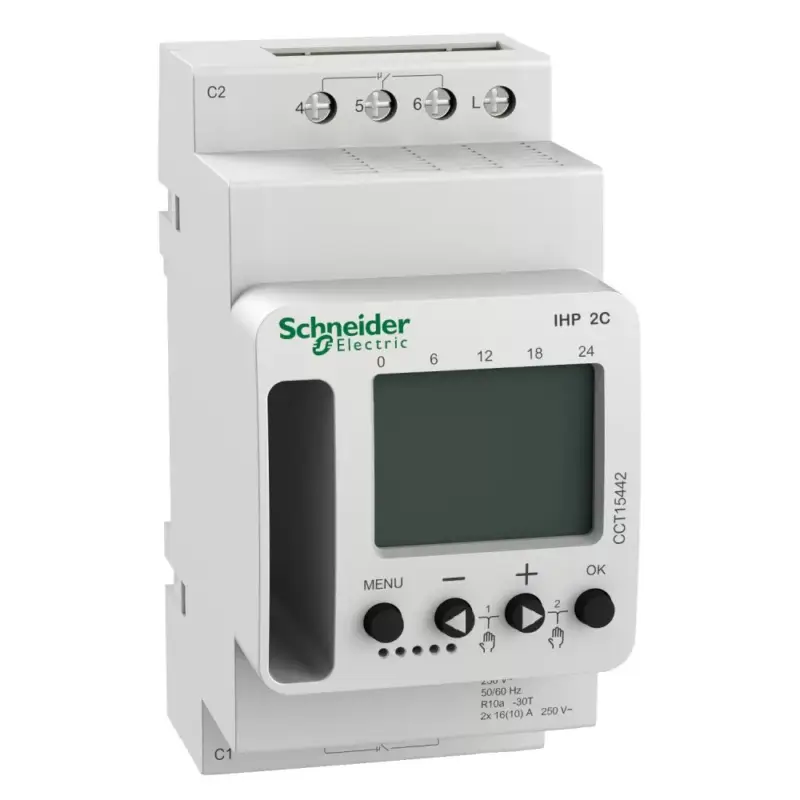 Schneider CCT15442 ACTI9 IHP 2C e (24/7) programozható időkapcsoló Szezonális akció