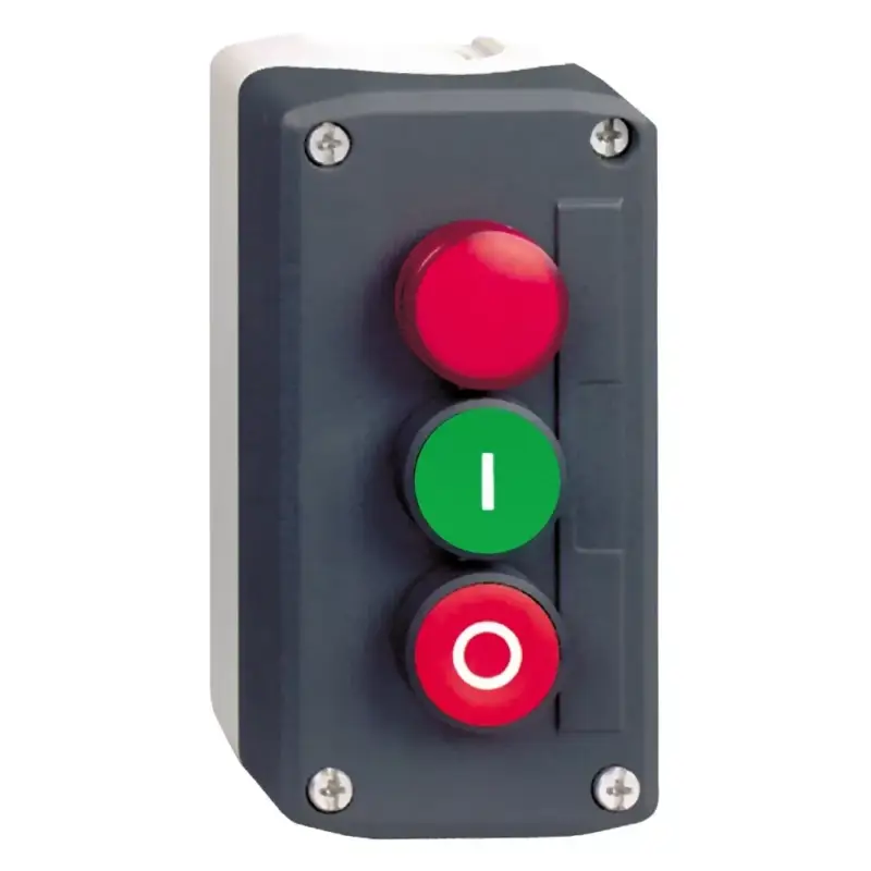 Schneider XALD363M Harmony XALD tokozott nyomógomb, 1 zöld - 1 piros nyomógomb - 1 piros 230VAC LED lámpa, 1NO+1NC, "I" "O" feliratok Olcsó