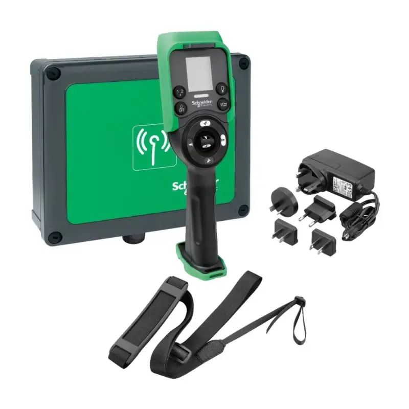 Olcsó Schneider XARSK8D18W Harmony eXLhoist vezetéknélküli daruvezérlő kit (kábel+töltő+címke+vevő) 24-240VAC/DC, 18I+20O, 6+2 nyomógomb+kijelző