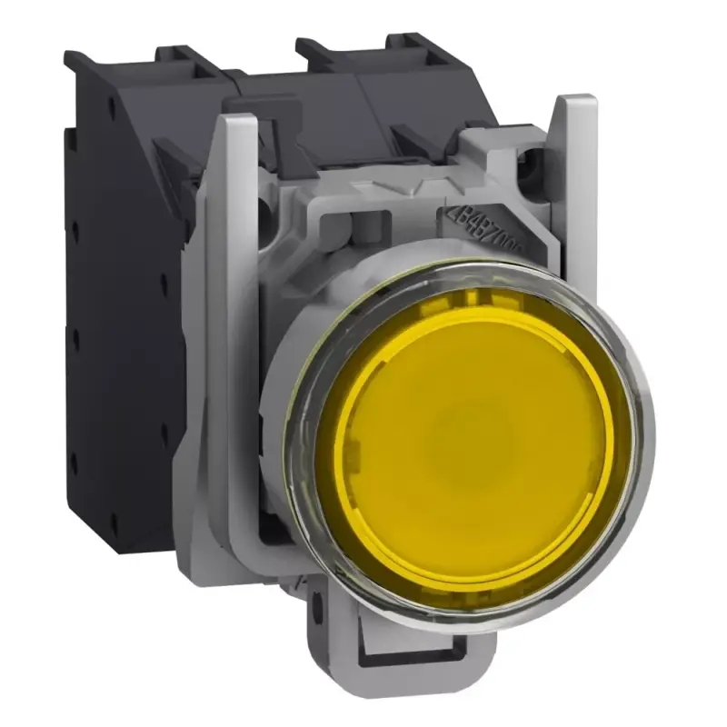 Különleges ajánlat Schneider XB4BP583BM5GEX Harmony ATEX DG komplett világító nyomógomb, Ø22, védősapkás, 1NO, 24-240V, sárga