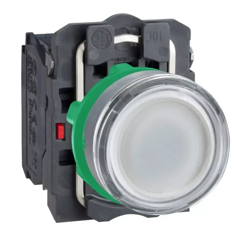 Biztonságos vásárlás Schneider XB5AW31B5C0 Harmony komplett műanyag LED világító nyomógomb, Ø22, visszatérő, 1NO+1NC, 24VAC/DC, fehér, szürke körgyűrű