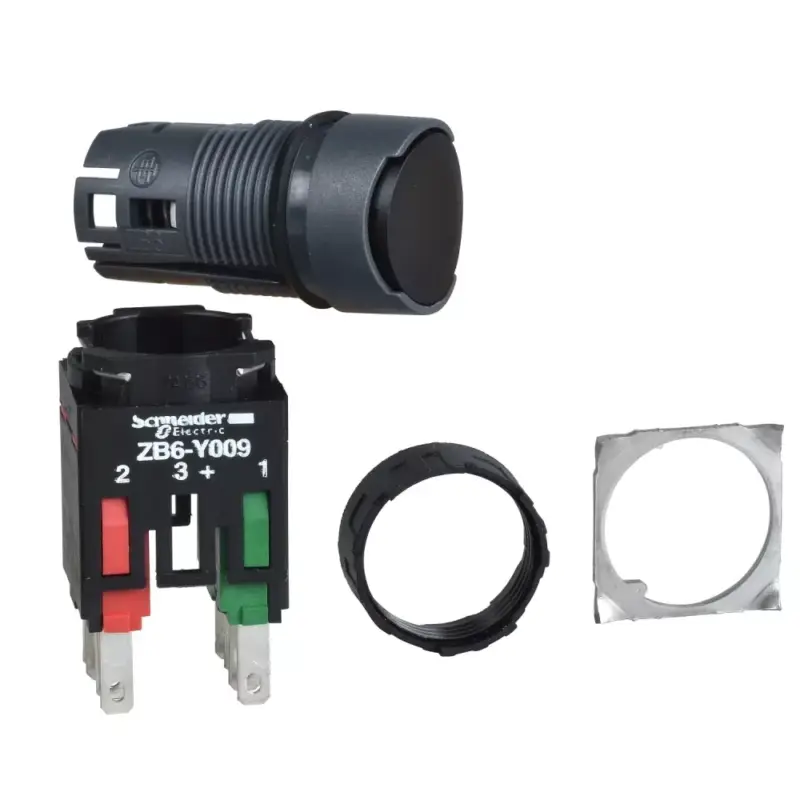 Legkelendőbb Schneider XB6AA25B Harmony XB6 Kkmplett nyomógomb kerek fekete NO/NC