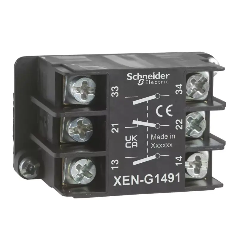 Schneider XENG1491 Harmony XAC Szimpla, 1-sebességes , lassú kioldású, N/C+N/O+N/O, függőkapcsolóhoz Utolsó esély
