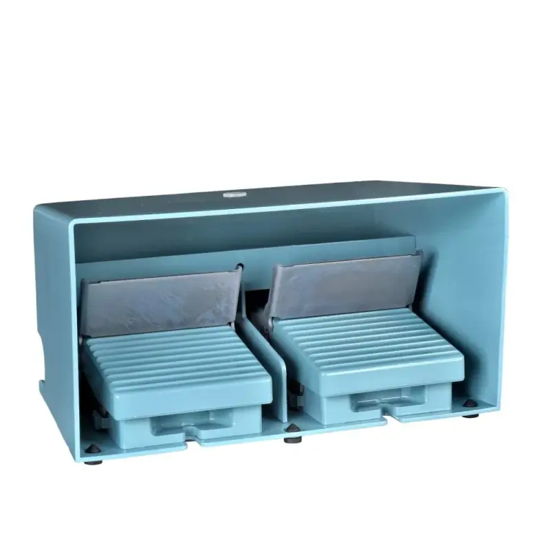Schneider XPEM5110D Harmony XPE lábkapcsoló, két pedálos, 1 fokozatú, 2x 2NO+1NC, védőtetővel, fém, kioldóval, kék Vásárlói kedvenc