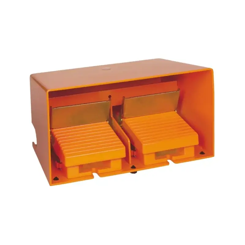 Schneider XPER5110D Harmony XPE lábkapcsoló, két pedálos, 1 fokozatú, 2x 2NO+1NC, védőtetővel, fém, kioldóval, narancssárga Alacsony ár