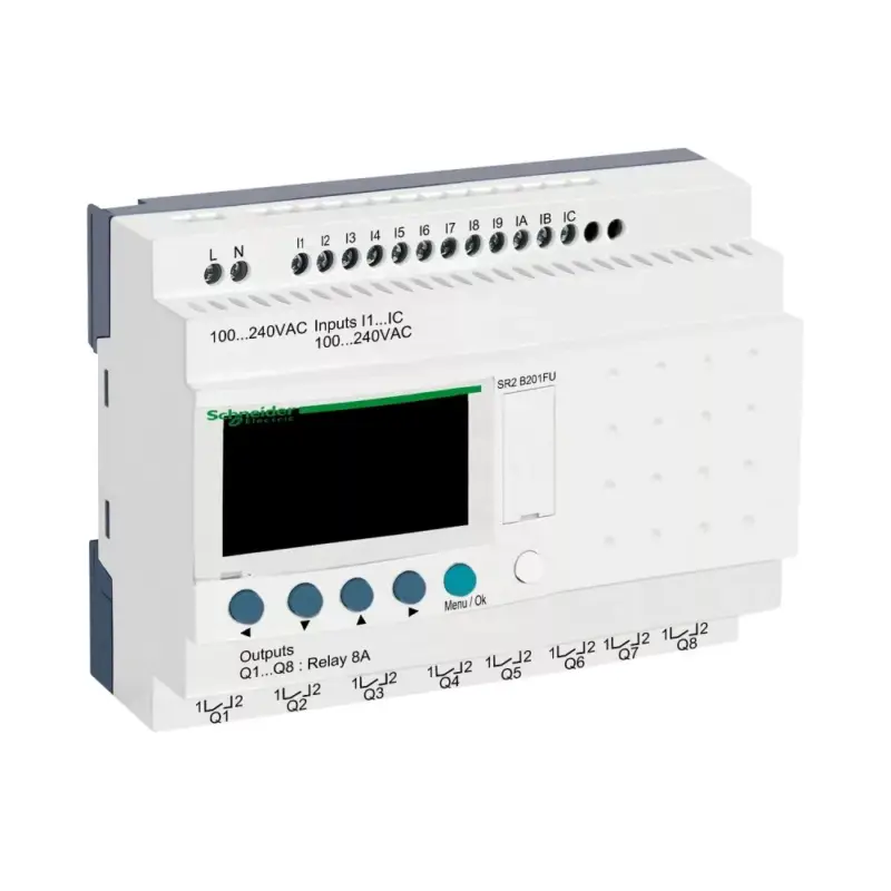 Schneider SR2B201FU LCD kijelzős, 20 I/O, relés, óra, 230VAC Szuper ajánlat