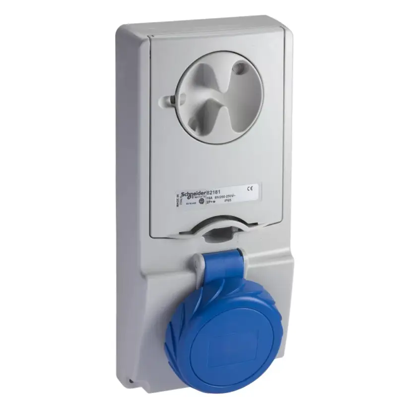 Ne maradj le Schneider 82181 UNIKA Panelre szerelhető, reteszelhető aljzat, 2P+F, 6h, 16A, 250V, IP65, olvadóbiztosítós