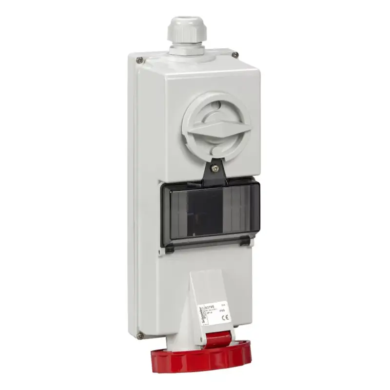 Schneider 83796 ISOBLOCK Falra szerelhető, reteszelhető aljzat, 3P+N+F, 6h, 32A, 415V, IP65, DIN sínnel Ajánlat