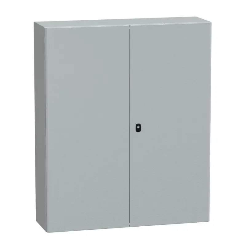 Szezonális akció Schneider NSYS3D121030D Spacial S3D Falra szerelhető fém szekrény, Teli ajtóval, 1200x1000x300, IP55, 2 ajtós kivitel, szerelőlap nélkül