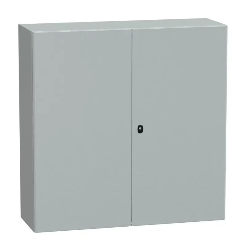 Népszerű Schneider NSYS3D121240D Spacial S3D Falra szerelhető fém szekrény, Teli ajtóval, 1200x1200x400, IP55, 2 ajtós kivitel, szerelőlap nélkül