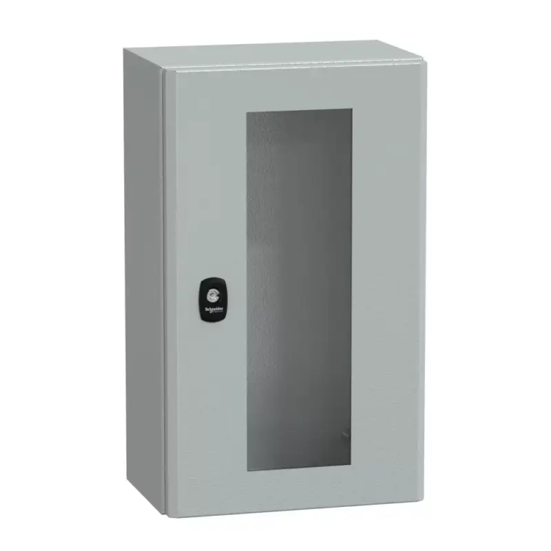 Outlet Schneider NSYS3D5320T Spacial S3D Falra szerelhető fém szekrény, Üvegezett ajtóval, 500x300x200, IP66, szerelőlap nélkül