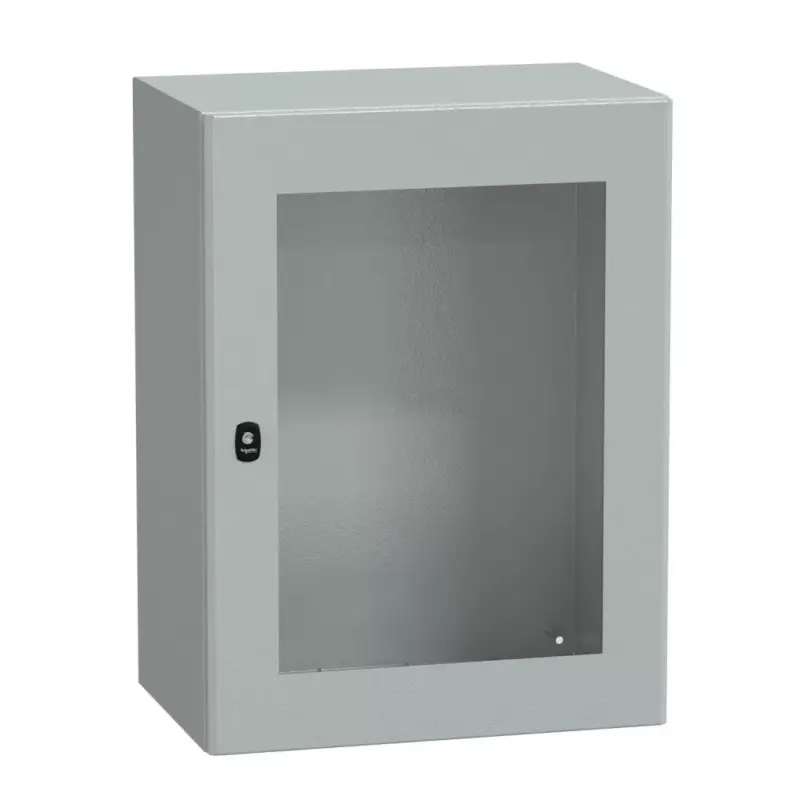 Szuper ajánlat Schneider NSYS3D8640T Spacial S3D Falra szerelhető fém szekrény, Üvegezett ajtóval, 800x600x400, IP66, szerelőlap nélkül