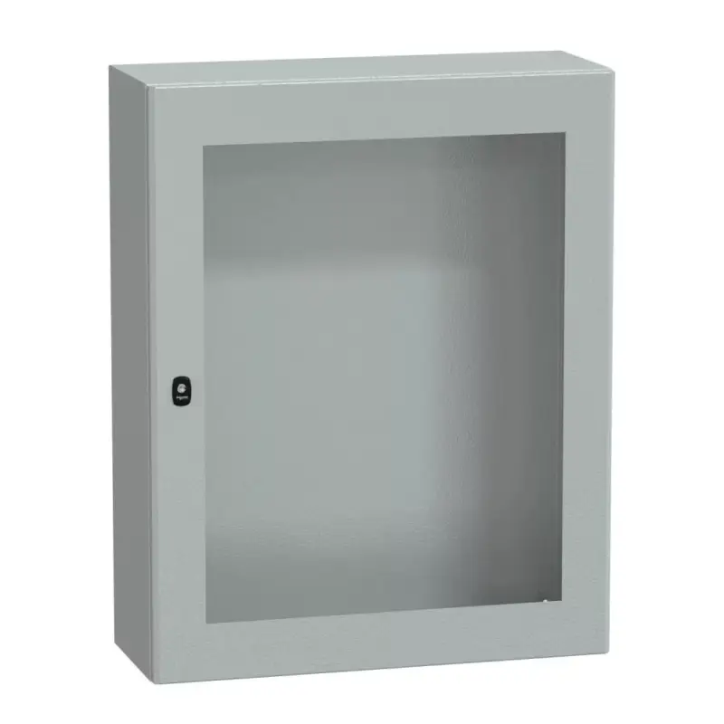 Legnépszerűbb Schneider NSYS3D10830T Spacial S3D Falra szerelhető fém szekrény, Üvegezett ajtóval, 1000x800x300, IP66, szerelőlap nélkül