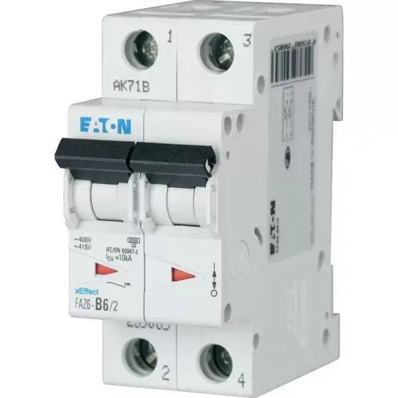 Eaton 168075 FAZ6-D32/2 Kismegszakító 2P 32A D karakterisztika 6 kA -2 modul Kedvezményes ár