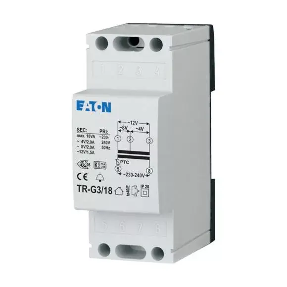 Eaton 272483 TR-G3/18 csengő transzformátor, 230V/4V_8V_12V AC, 18VA Kihagyhatatlan ajánlat