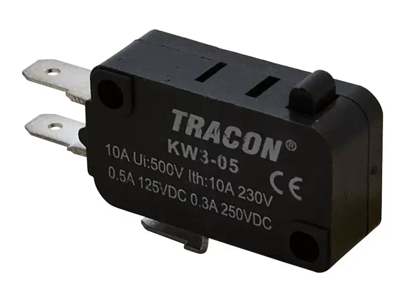 Akció Tracon KW3-05 Helyzetkapcsoló, mikro, ütközős 1×CO 10(3)A/230V AC, 4,8x0,8 mm, IP00