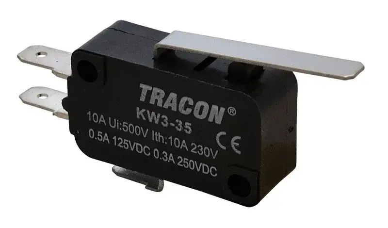Tracon KW3-35 Helyzetkapcsoló, mikro, rugószáras 1×CO 10(3)A/230V, 28mm, 4,8x0,8 mm, IP00 Kihagyhatatlan ajánlat