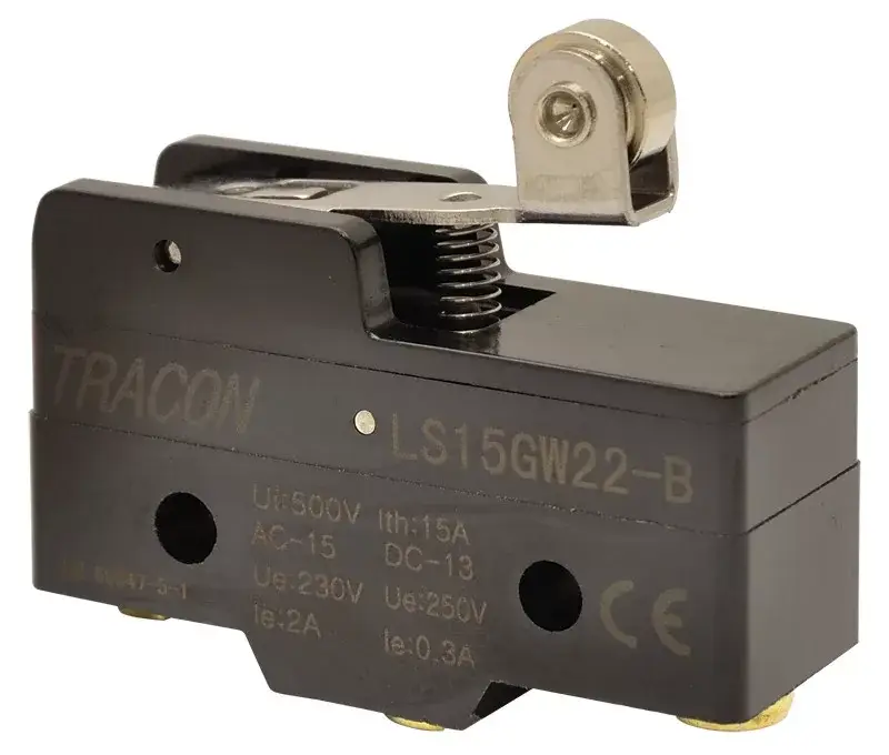 Outlet Tracon LS15GW22-B Helyzetkapcsoló, rugószáras-görgős 1×CO, 2A/230V AC, 19mm, IP00