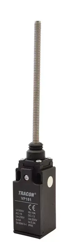 Tracon VP181 Helyzetkapcsoló, rugószáras (acél) 1×NO+1×NC, 6A/230V AC, IP65 Outlet