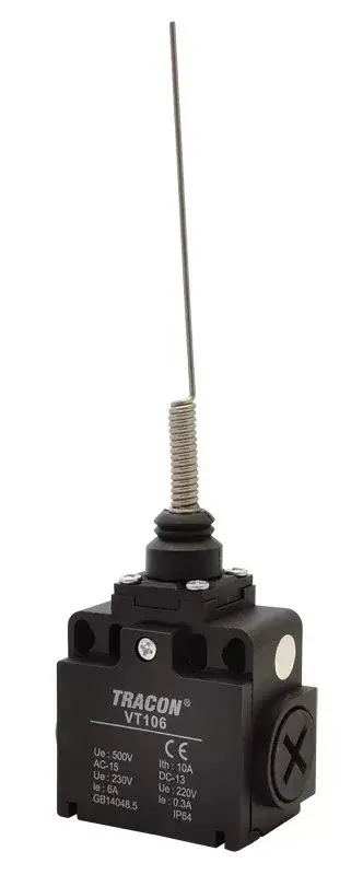 Tracon VT106 Helyzetkapcsoló, lengőkar-görgő 1×NO+1×NC, 6A/230V AC, IP65 Azonnali szállítás