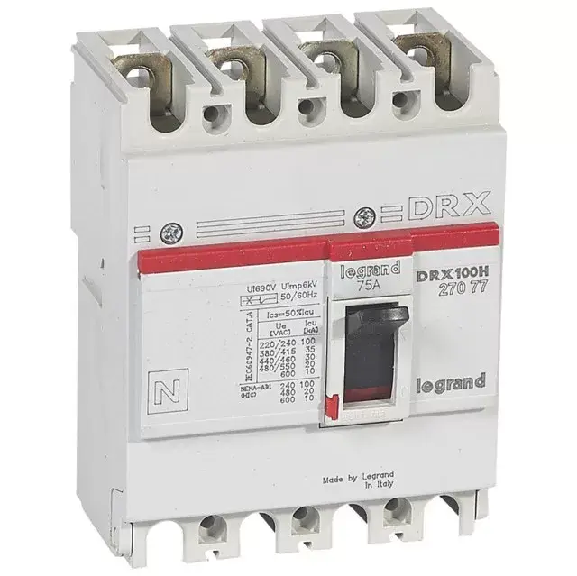 Biztonságos vásárlás Legrand 027077 DRX100 4P 35 kA 75A t.m. kompakt megszakító ( Legrand 027077 )