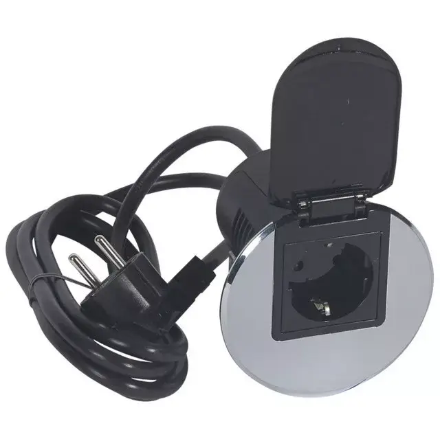 Legrand 054082 Összeszerelt asztali kábelrendező 2P+F csatlakozóaljzattal, rozsdamentes acélkeret és fekete mechanizmus, 1x2P+F csatlakozóaljzat fedéllel, 2 m tápkábel 2P+F dugóval ( Legrand 054082 ) Vedd meg online