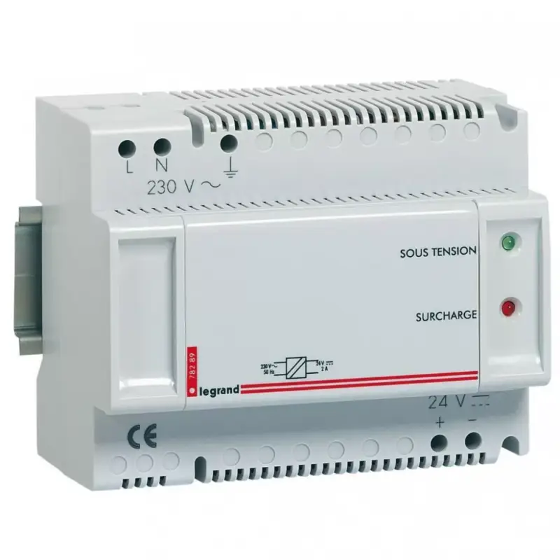 Legrand 078290 SELV tápegység nővérhívó ajtólámpához és hívóegységhez, 230 V~/24 V= - 2,5 A, 6 modul széles ( Legrand 078290 ) Olcsó
