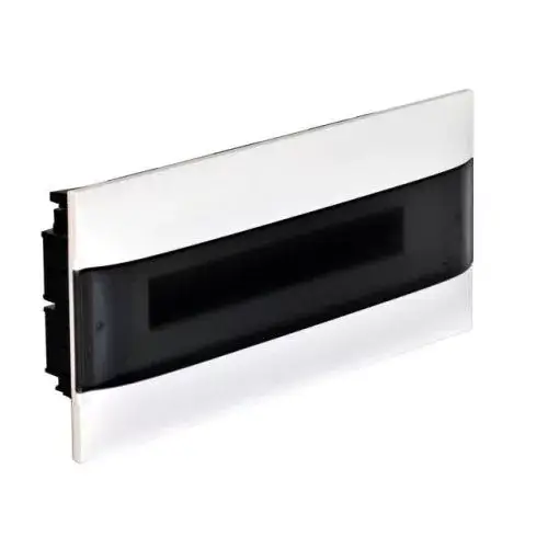 Ne maradj le Legrand 137176 Practibox S műanyag kiselosztó 18 modul, 1 sor, Füstszínű ajtóval, IP40, gipszkarton falba süllyesztett, PE és N sínnel, méret : 235x436x102 mm