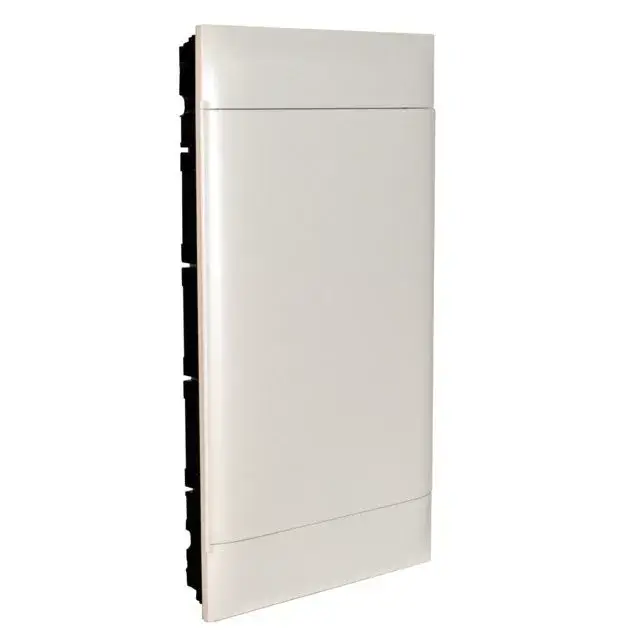 Azonnal elérhető Legrand 135164 Practibox S műanyag kiselosztó 48 modul, 4 sor, Teli ajtóval, IP40, gipszkarton falba süllyesztett, PE és N sínnel, méret : 765x328x103 mm