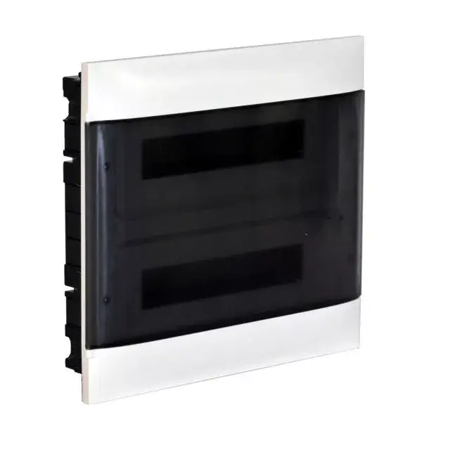 Legrand 137157 Practibox S műanyag kiselosztó 36 modul, 2 sor, Füstszínű ajtóval, IP40, téglafalba süllyesztett, PE és N sínnel, méret : 385x436x103 mm Újdonság