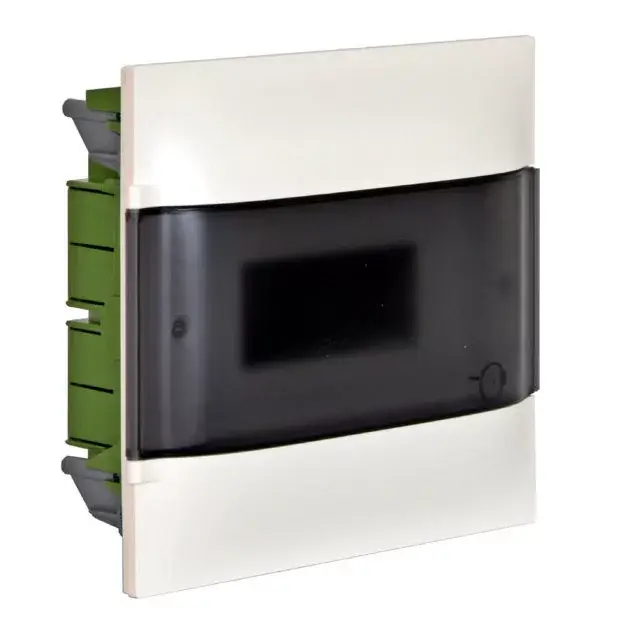 Bestseller Legrand 134156 Practibox S műanyag kiselosztó 6 modul, 1 sor, Füstszínű ajtóval, IP40, téglafalba süllyesztett, PE és N sínnel, méret : 233x220x100 mm