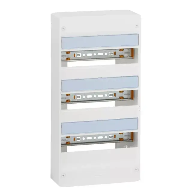 Újdonság Legrand 401363 Drivia13 műanyag elosztószekrény 39 modul, 3 sor, ajtó és hátlap nélkül, falon kívüli, IP30 (IP40 ajtóval), méret 500x250x103,5mm (140,5mm mély ajtóval)