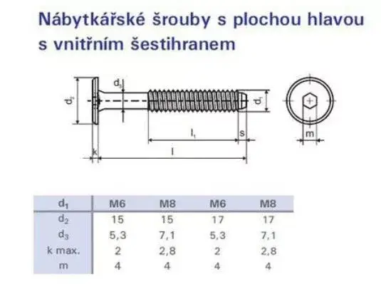 Kedvezmény Összekötő bútorcsavar M6x100 antik bronz lapos fejű15mm