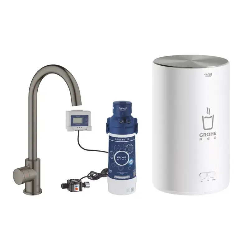 GROHE 30085AL1 Red Mono C-kifolyócső, csiszolt Hard Graphite Árengedmény