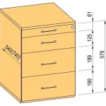 Végkiárusítás K-BBP Konténer 740mm típus 4/változat 2 (fiók fém,részl.kih.sín,beh.,csill.)