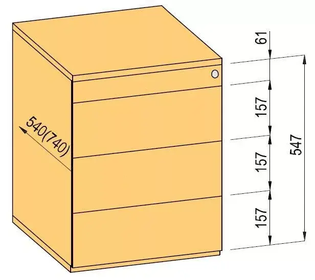 Biztonságos fizetés K-BBP konténer TipAer komp.540mm típ.3/vál. 9 (fémfiók,részl.kih.,fo.né.)