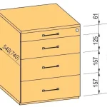 Végkiárusítás K-BBP Konténer 540mm típus 2/változat 5 (fiók műanyag,részl.kihuzású sín,beh.)