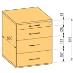 K-BBP Konténer 3+1, görgős fióksín Strong Outlet