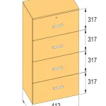 K-BBP R4 típusú irattartó szekrény belső szélességéhez 412 mm / 390 mm, magasság Kiárusítás
